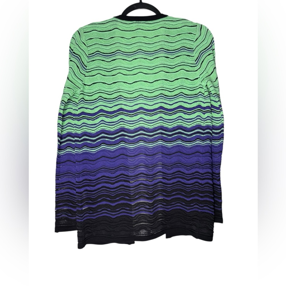 Missoni Women’s Size 8 Knit Open Front Cardigan Green Purple Wavy Stripe Italy - Picture 2 of 8